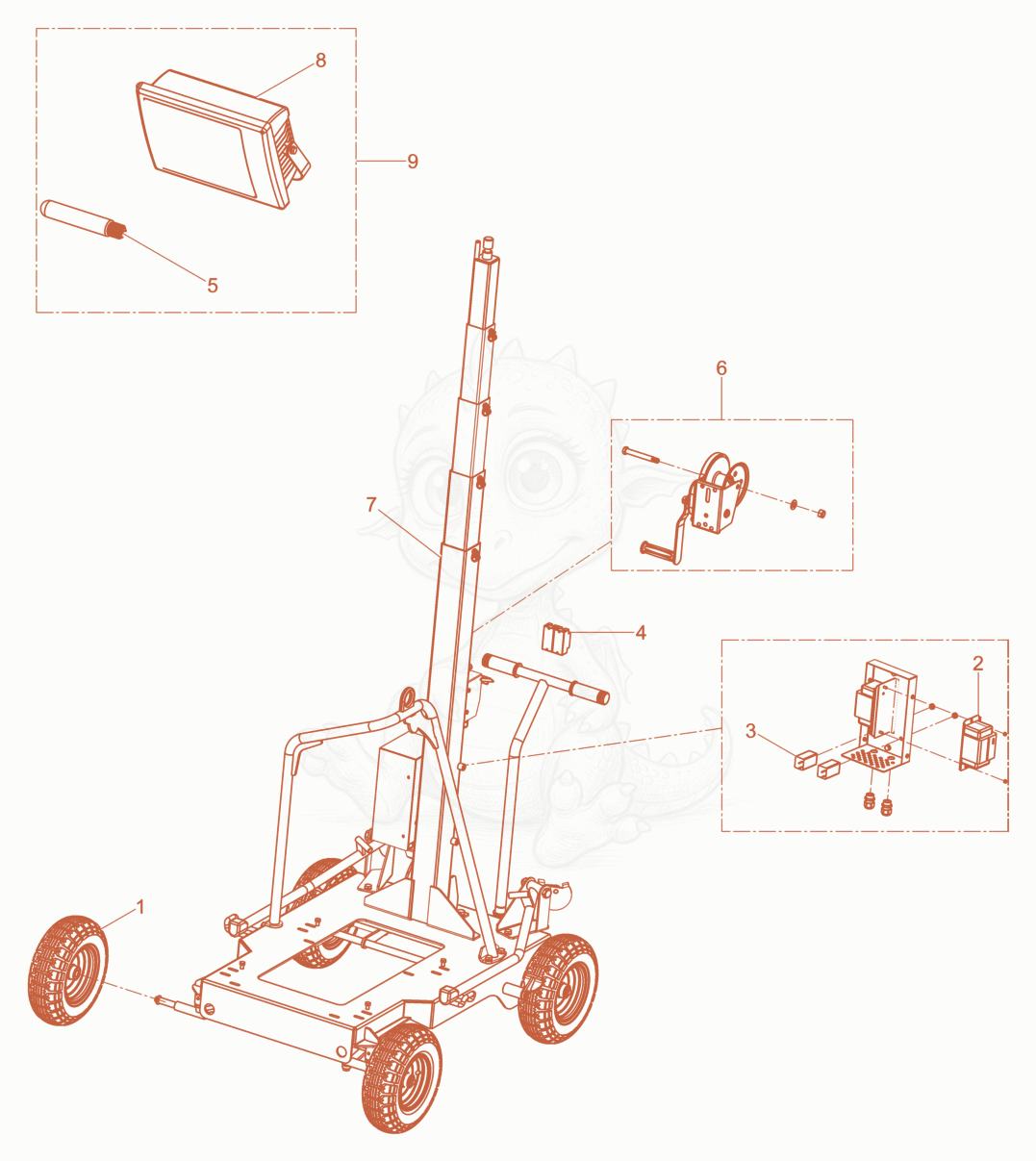 Exploded parts diagram of the Light Tower cpl. of a Wacker Neuson ML440-230/50HZRAW, with numbered balloons