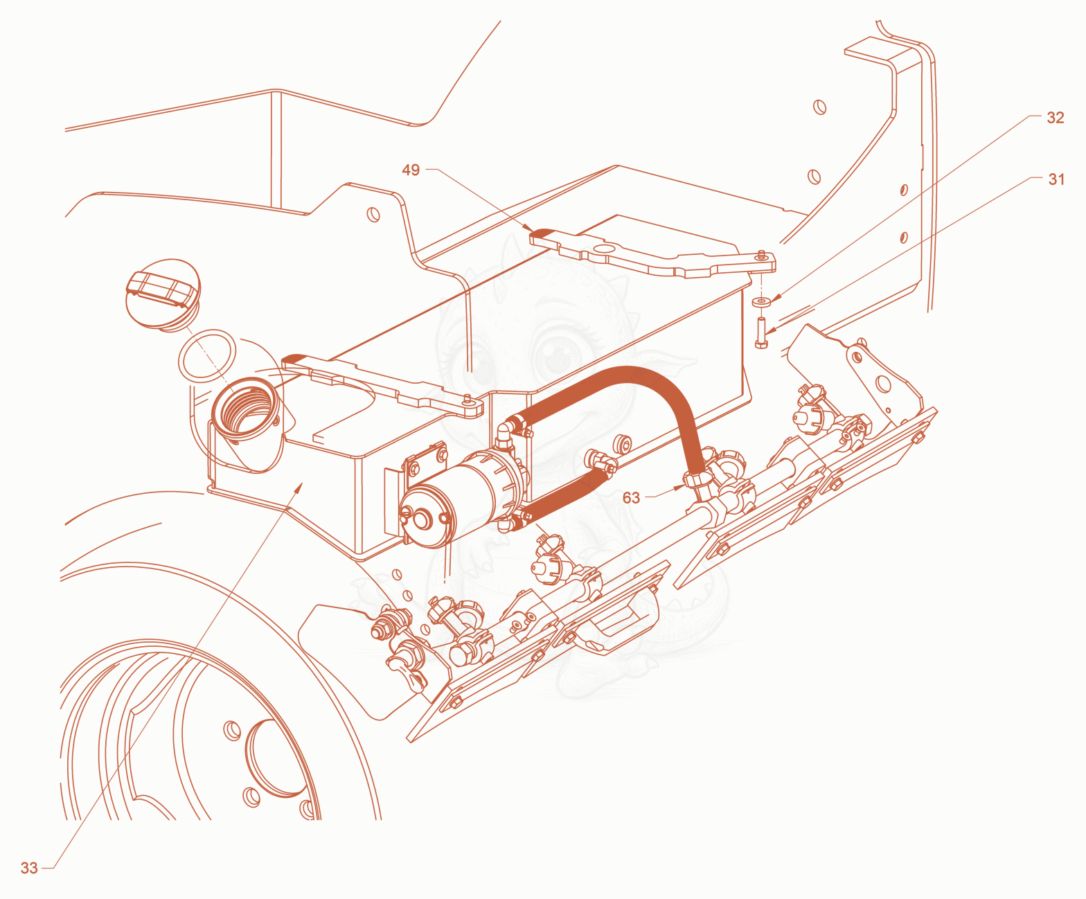 Exploded parts diagram of the additive sprinkling of a Wacker Neuson RD24-100C, with numbered balloons