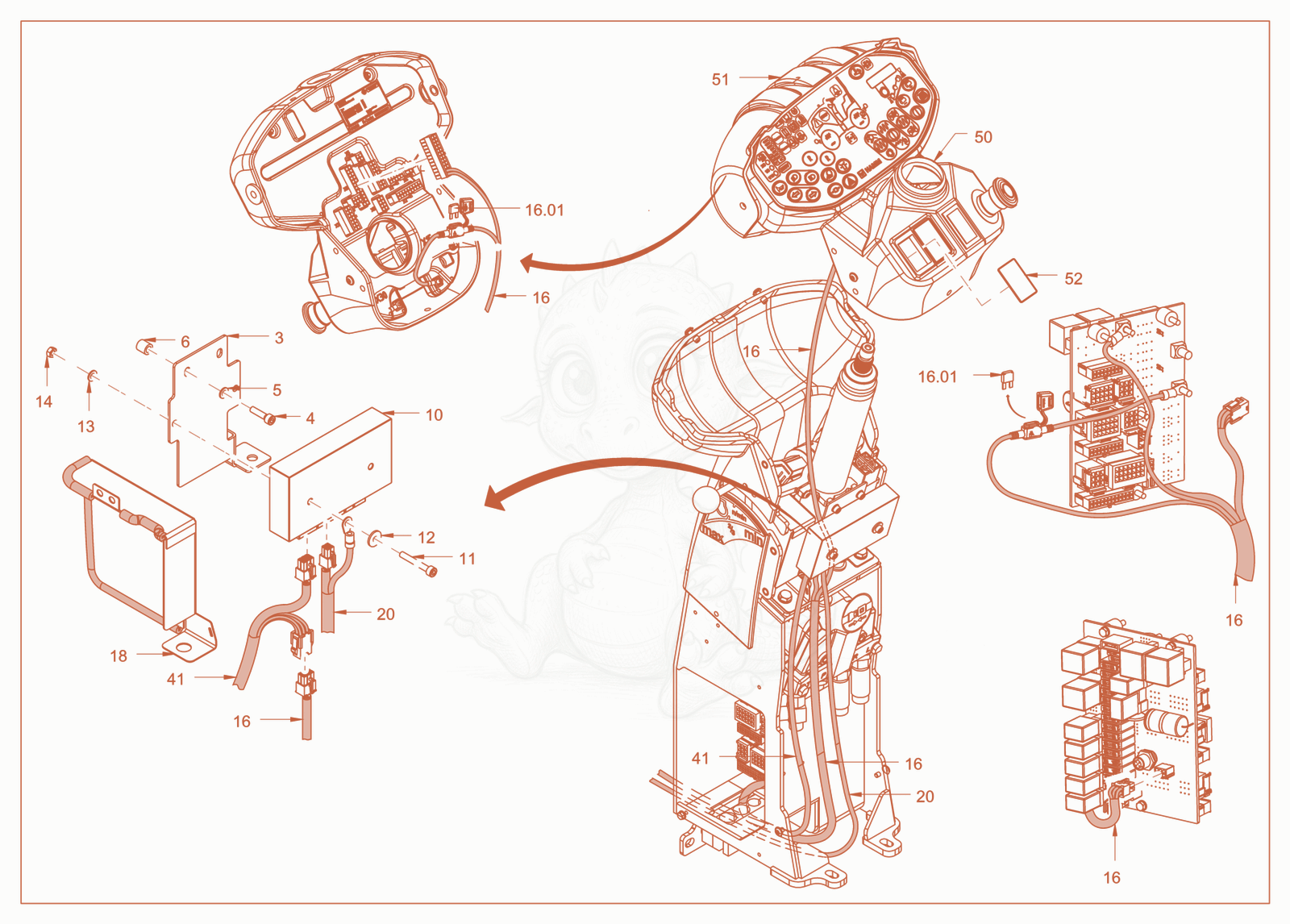 Exploded parts diagram of the compactometer of a Wacker Neuson RD28-120, with numbered balloons