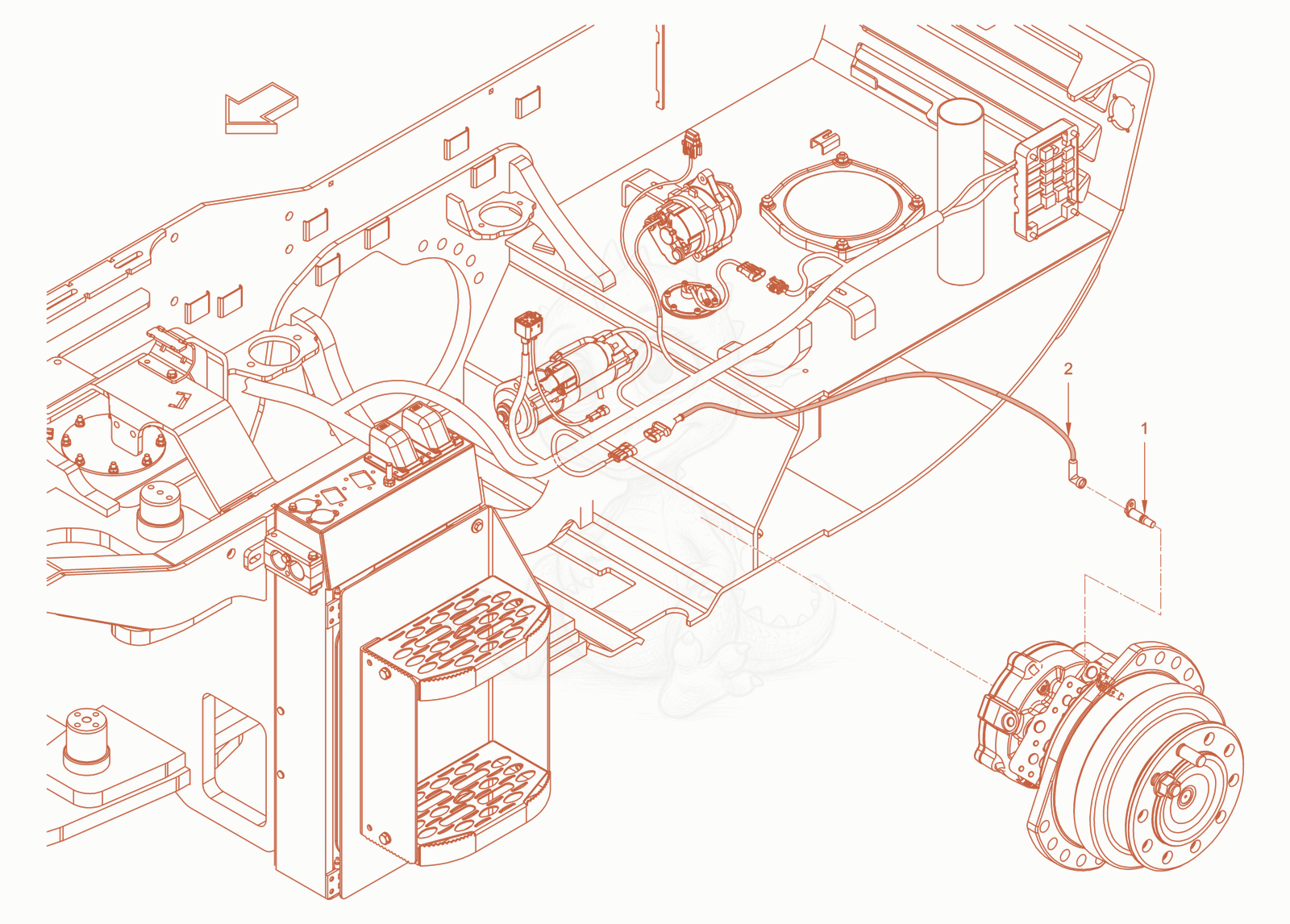 Exploded parts diagram of the speedometer of a Wacker Neuson RC50DPFCAB, with numbered balloons