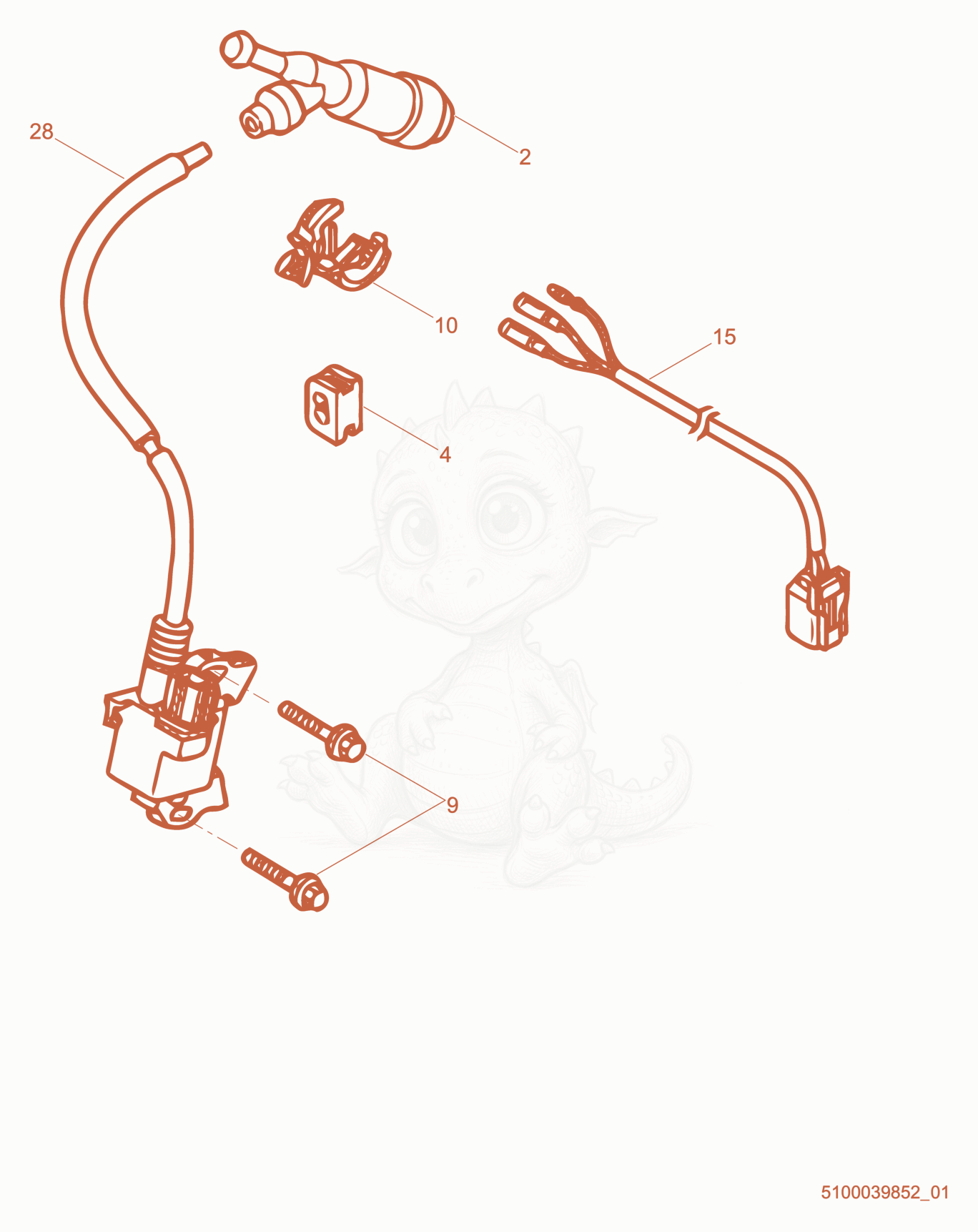 Exploded parts diagram of the Ignition Coil of a Wacker Neuson PT4A, with numbered balloons