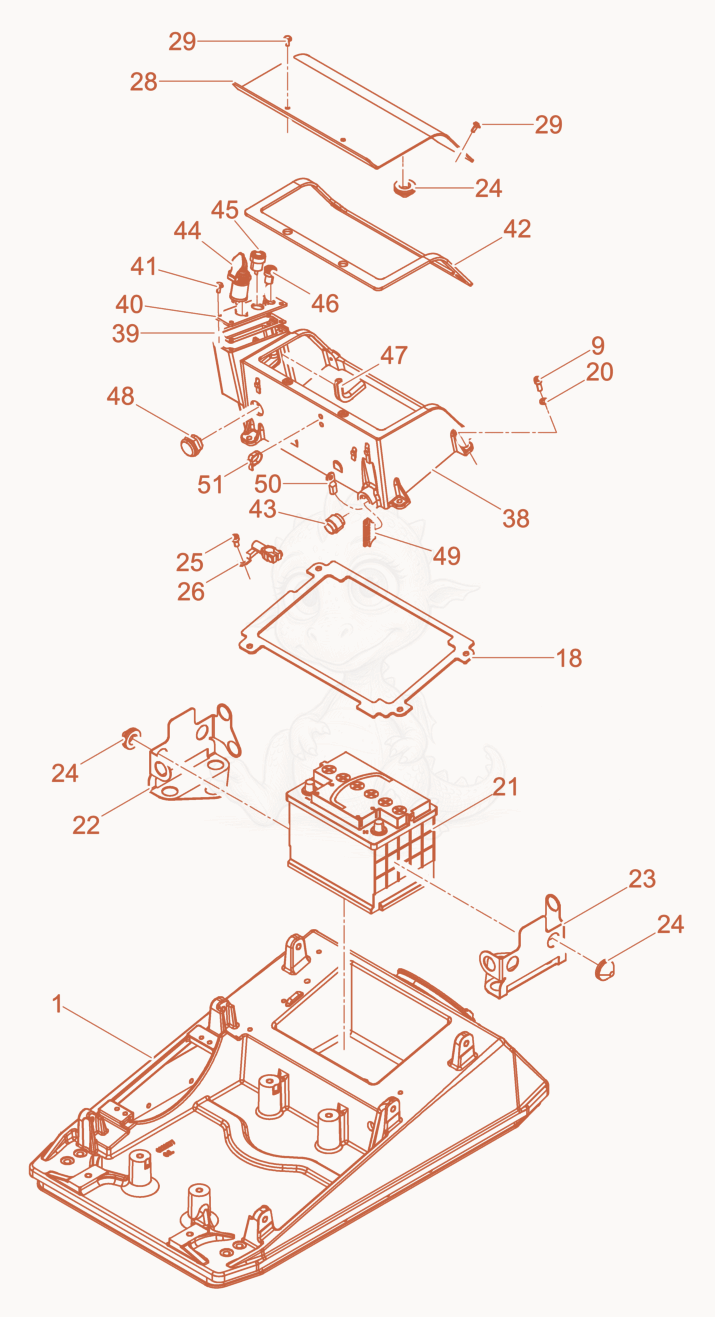 Exploded parts diagram of the Upper Mass cpl. of a Wacker Neuson DPU6055WC, with numbered balloons