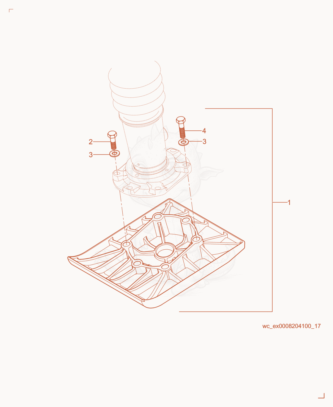 Exploded parts diagram of the Ramming Shoe Kit of a Wacker Neuson BS50-2, with numbered balloons