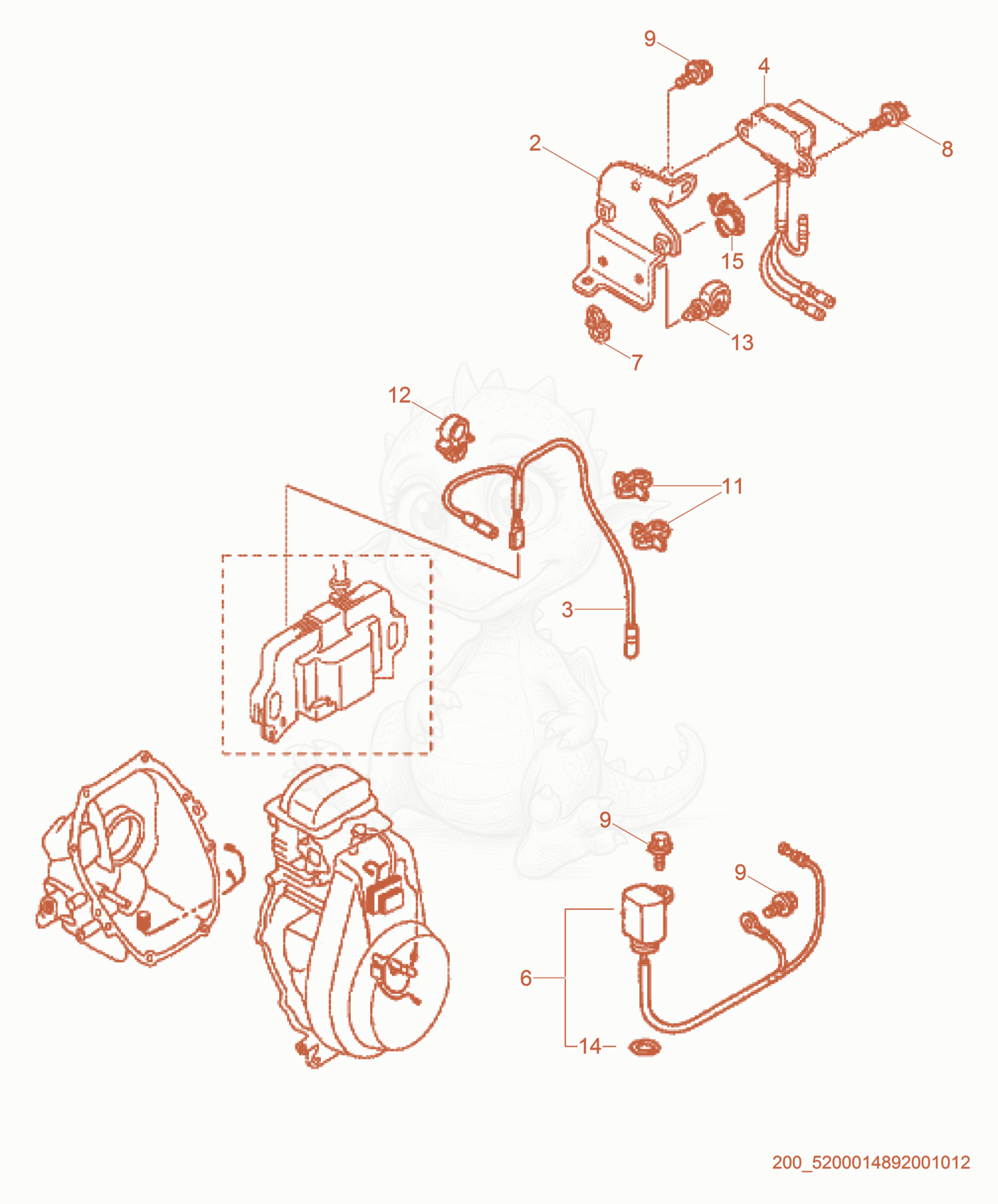 Exploded parts diagram of the Oil Alert of a Wacker Neuson BS50-4AS, with numbered balloons
