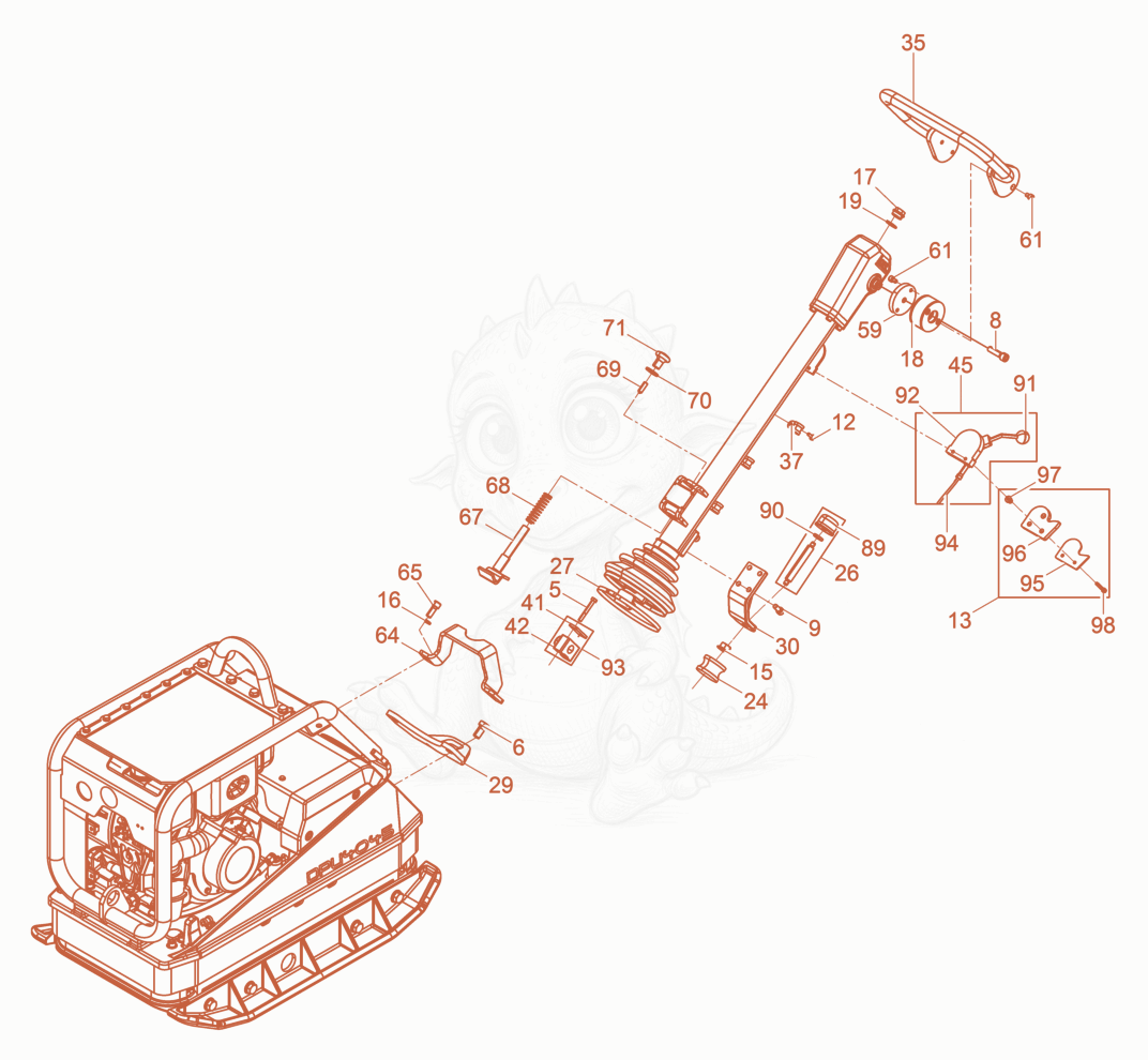 Exploded parts diagram of the Vibration Plate of a Wacker Neuson DPU4045YE, with numbered balloons