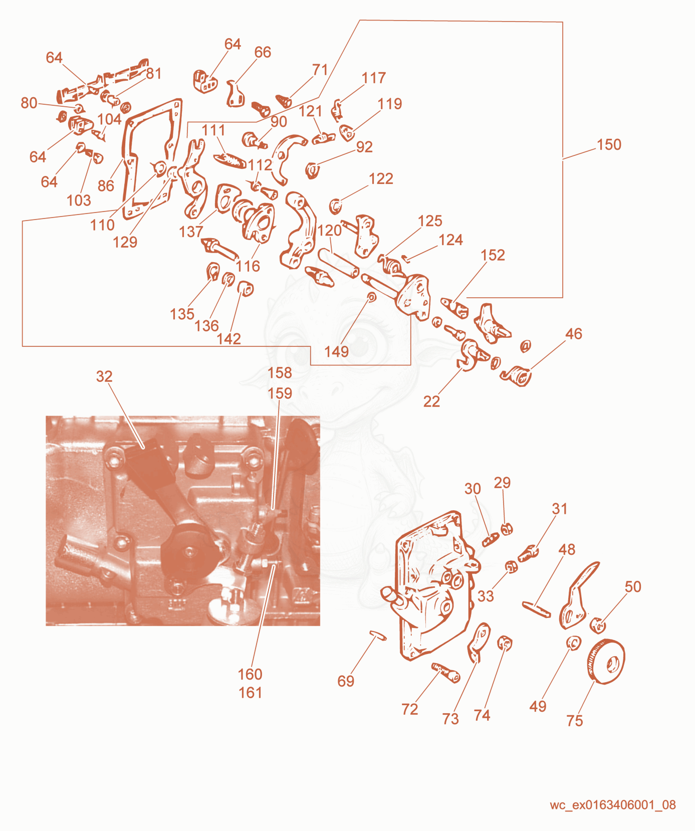 Exploded parts diagram of the Engine Control of a Wacker Neuson PT6LS, with numbered balloons