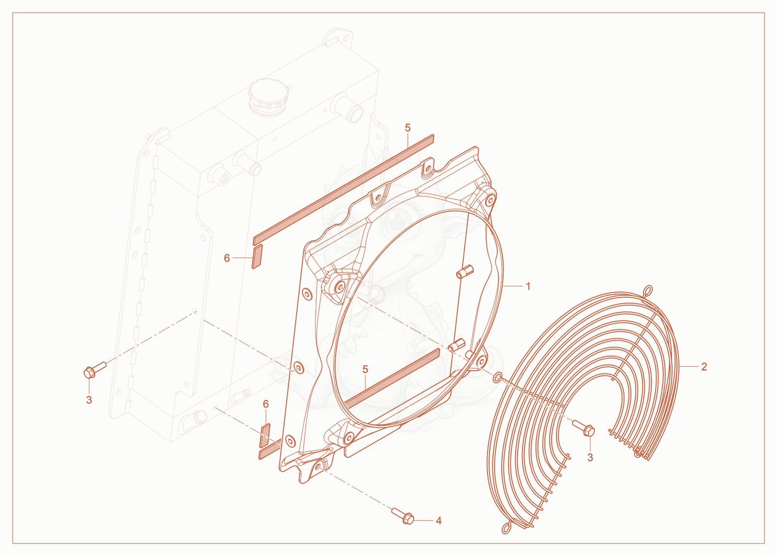 Exploded parts diagram of the Fan Guard of a Wacker Neuson RT-SC4, with numbered balloons