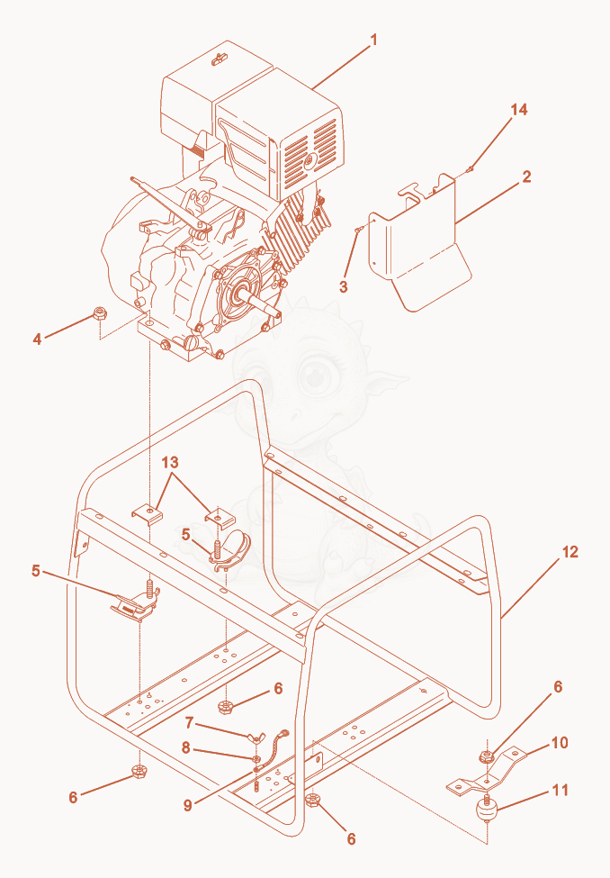 Exploded parts diagram of the Engine of a Wacker Neuson G3.7A, with numbered balloons