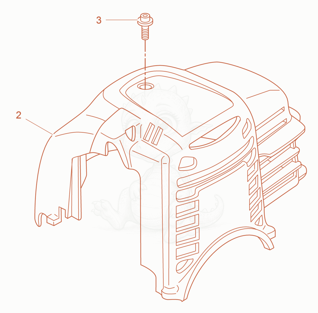 Exploded parts diagram of the Top cover of a Wacker Neuson P35A, with numbered balloons