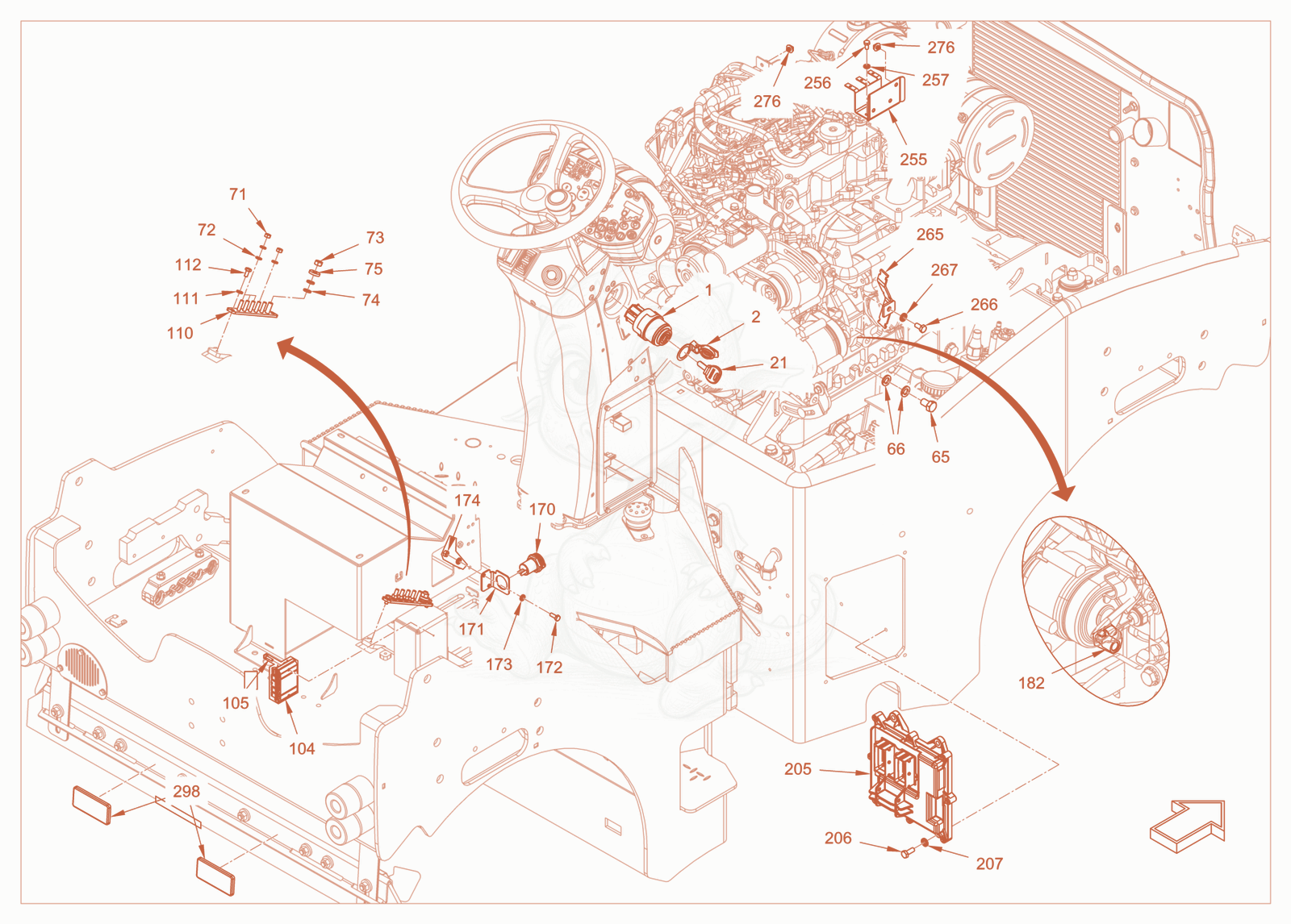 Exploded parts diagram of the electrical system of a Wacker Neuson RD28-120DPF, with numbered balloons