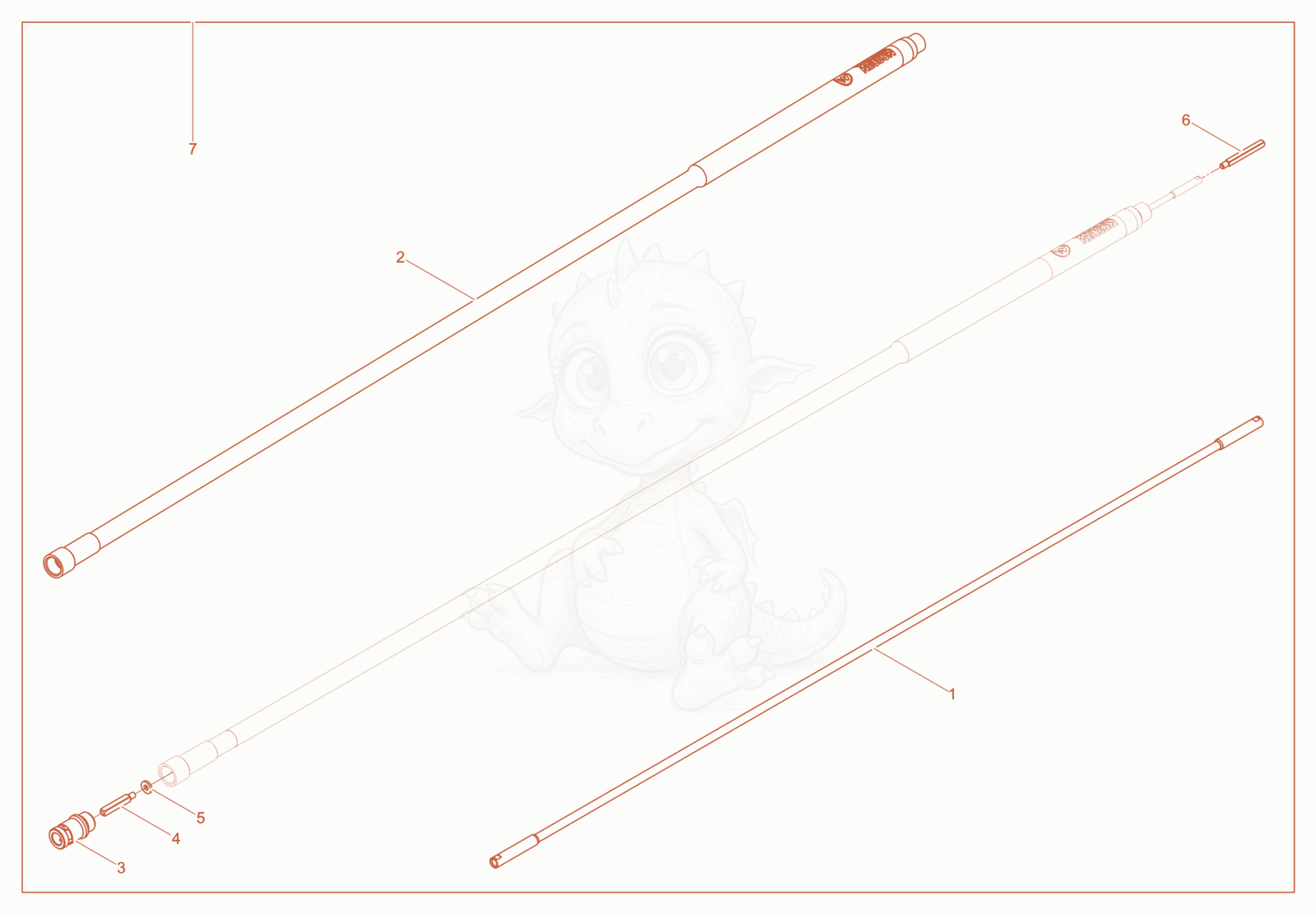 Exploded parts diagram of the Flex Shafts SM 3S of a Wacker Neuson M2500/230EUW, with numbered balloons
