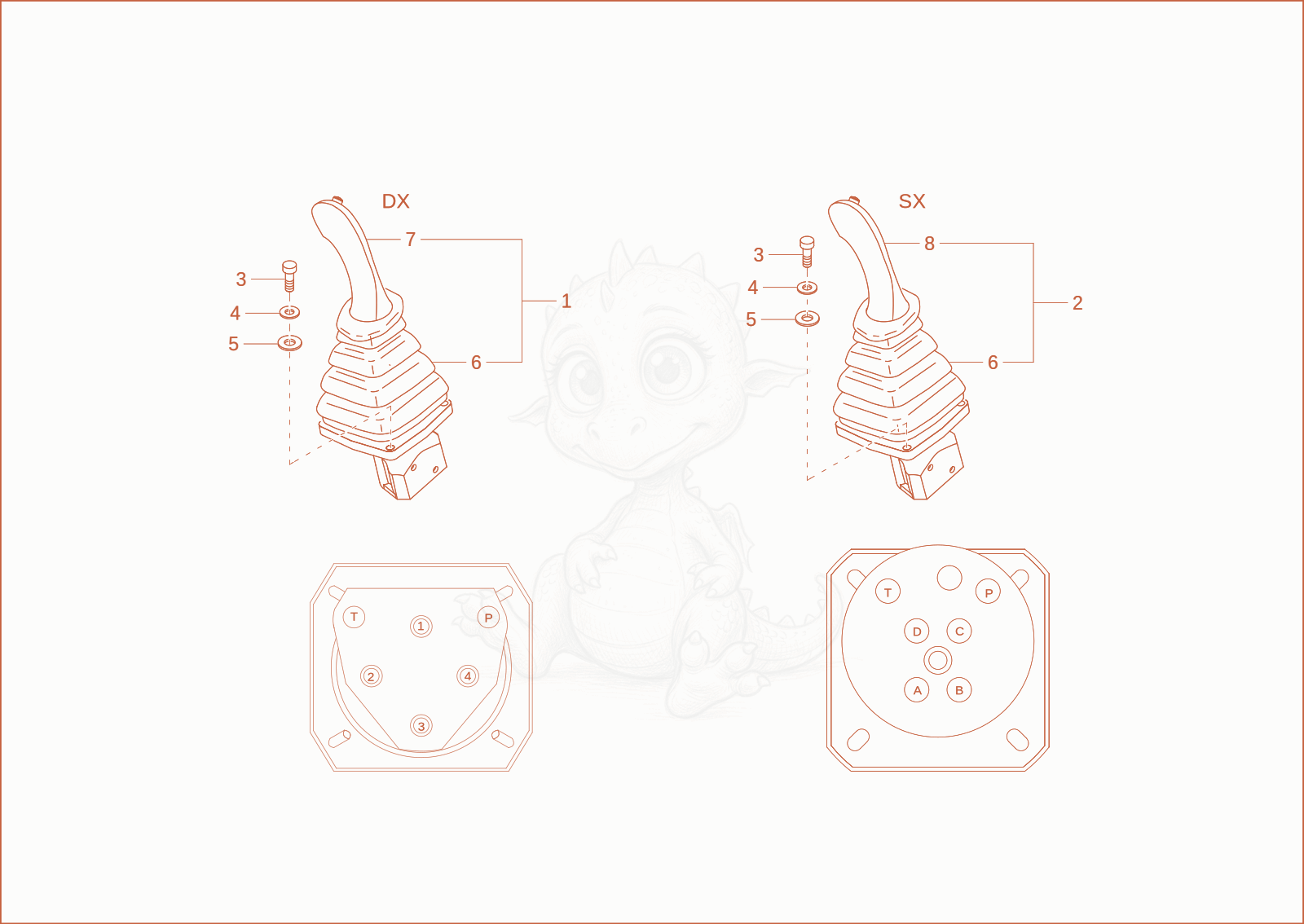 Exploded parts diagram of the joystick of a Wacker Neuson DT23, with numbered balloons