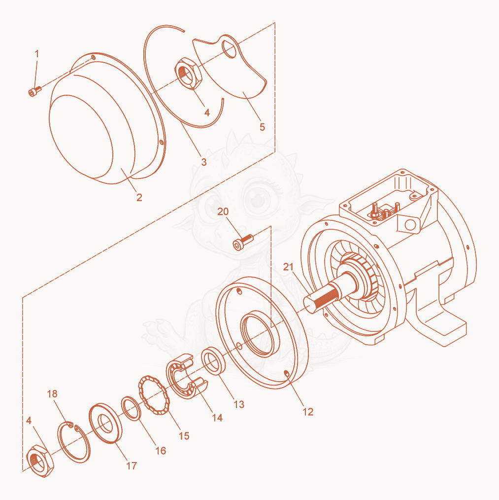 Exploded parts diagram of the External Vibrator cpl. of a Wacker Neuson AR52/4,5/250, with numbered balloons