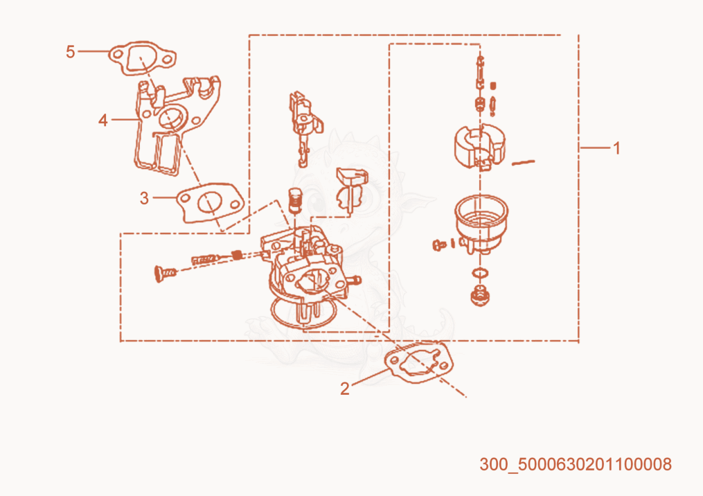 Exploded parts diagram of the Carburetor of a Wacker Neuson MG3SD, with numbered balloons