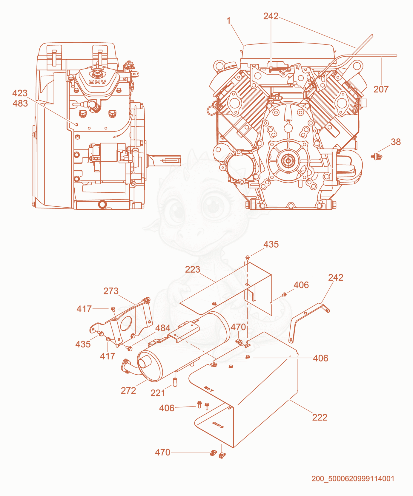 Exploded parts diagram of the Engine Compartment of a Wacker Neuson CRT36-26A, with numbered balloons