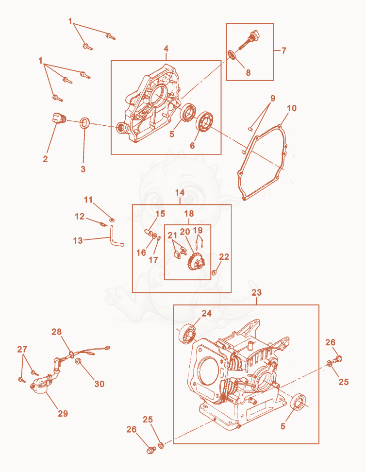 Exploded parts diagram of the Engine Block of a Wacker Neuson SP50, with numbered balloons