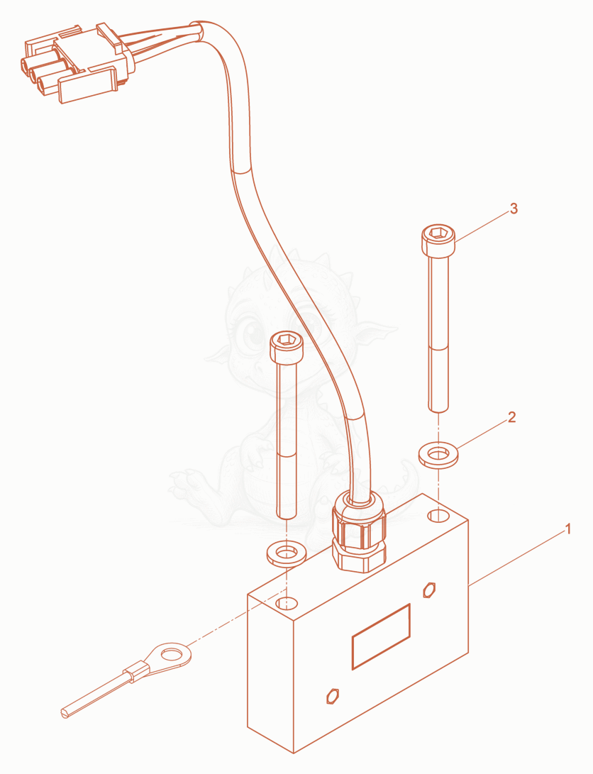 Exploded parts diagram of the overload sensor cpl. of a Wacker Neuson DPU80LEM770, with numbered balloons