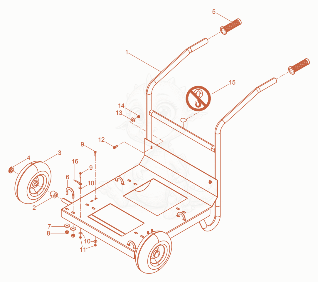 Exploded parts diagram of the Cart Transportation cpl. of a Wacker Neuson GV2500A, with numbered balloons