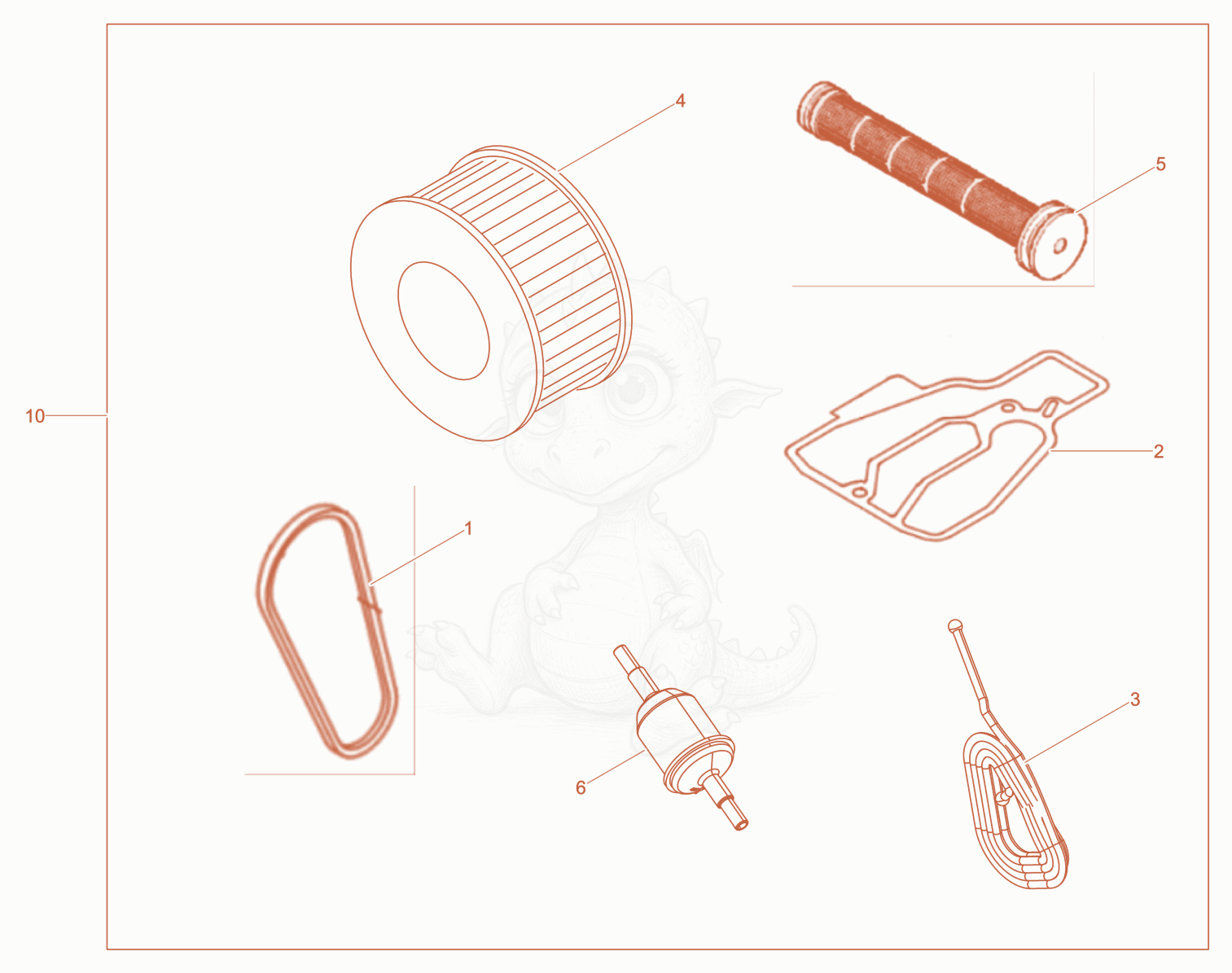Exploded parts diagram of the Maintenance kit of a Wacker Neuson XPSKMAT, with numbered balloons