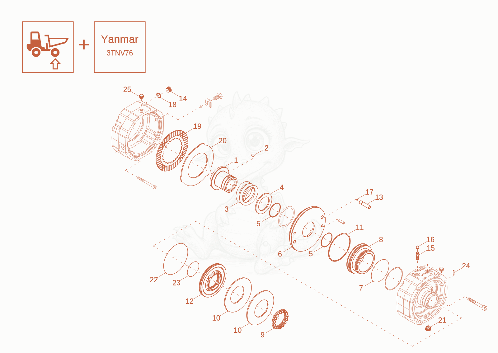 Exploded parts diagram of the BRAKES of a Wacker Neuson DW20-2, with numbered balloons
