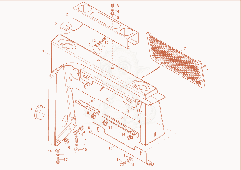 Exploded parts diagram of the rear plate of a Wacker Neuson 28Z3, with numbered balloons