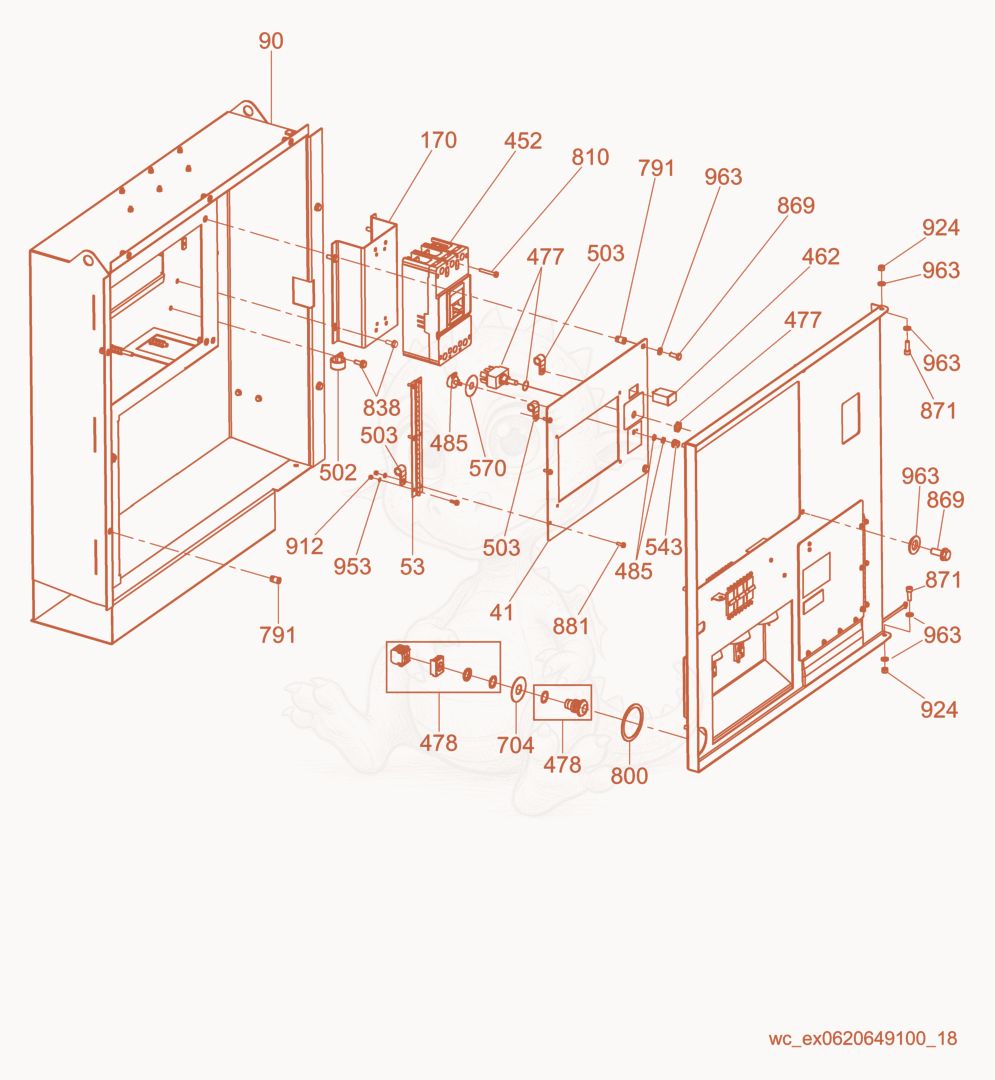 Exploded parts diagram of the Main Breaker of a Wacker Neuson G120, with numbered balloons