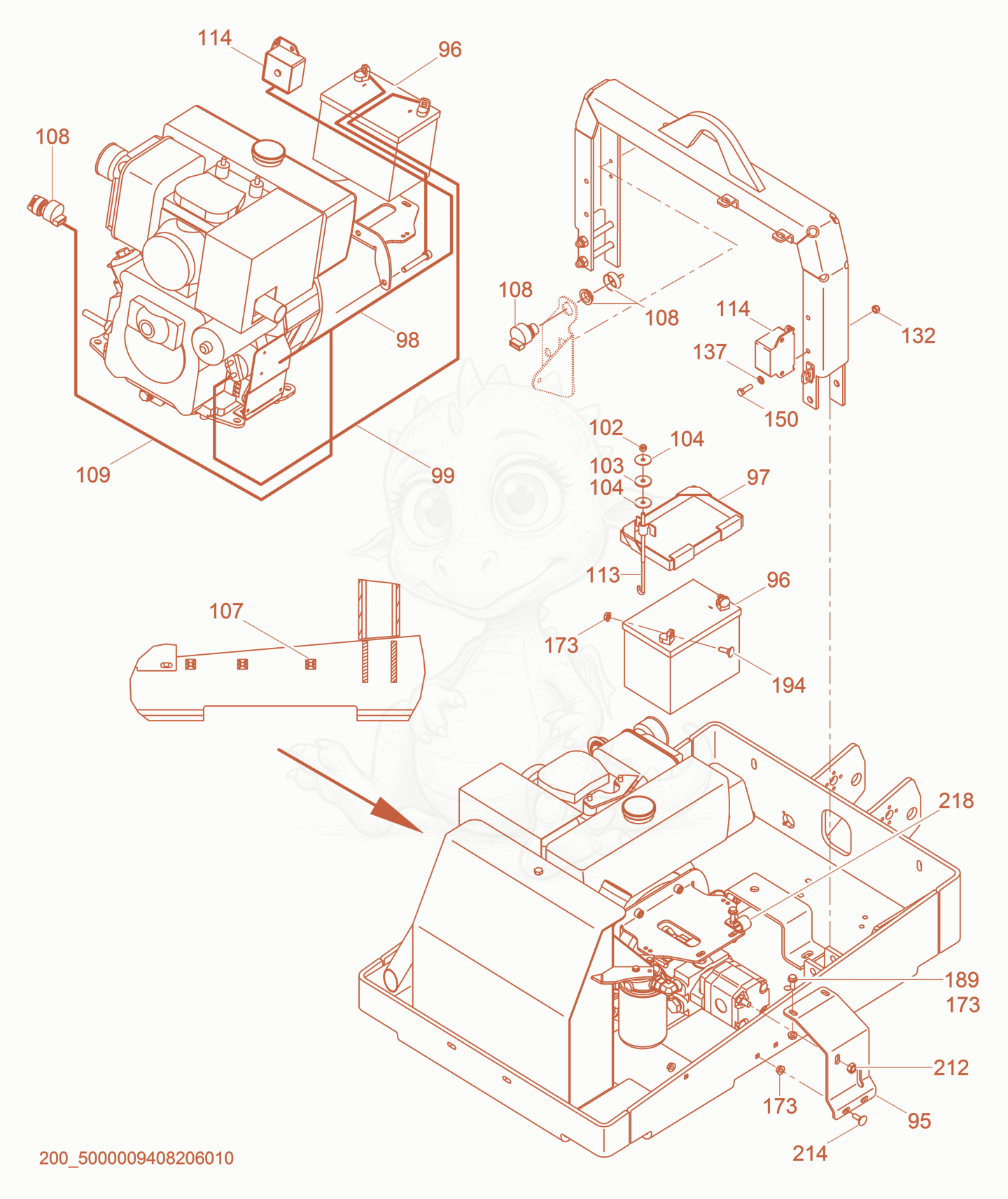 Exploded parts diagram of the Electrical Components of a Wacker Neuson RD7H-ES, with numbered balloons