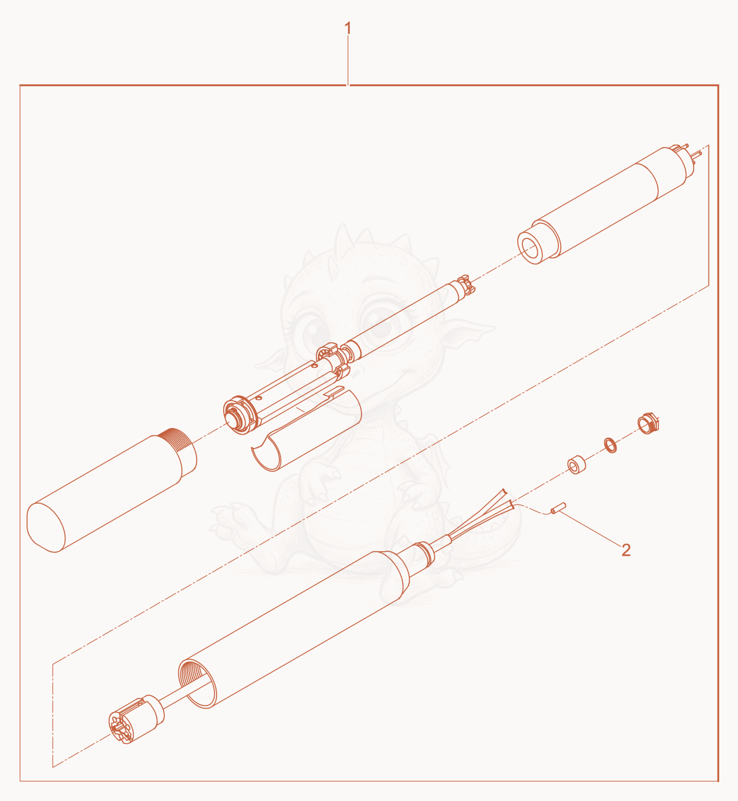 Exploded parts diagram of the Retrofit kit-Internal Vibrator of a Wacker Neuson IRFUN45/115GV8M, with numbered balloons