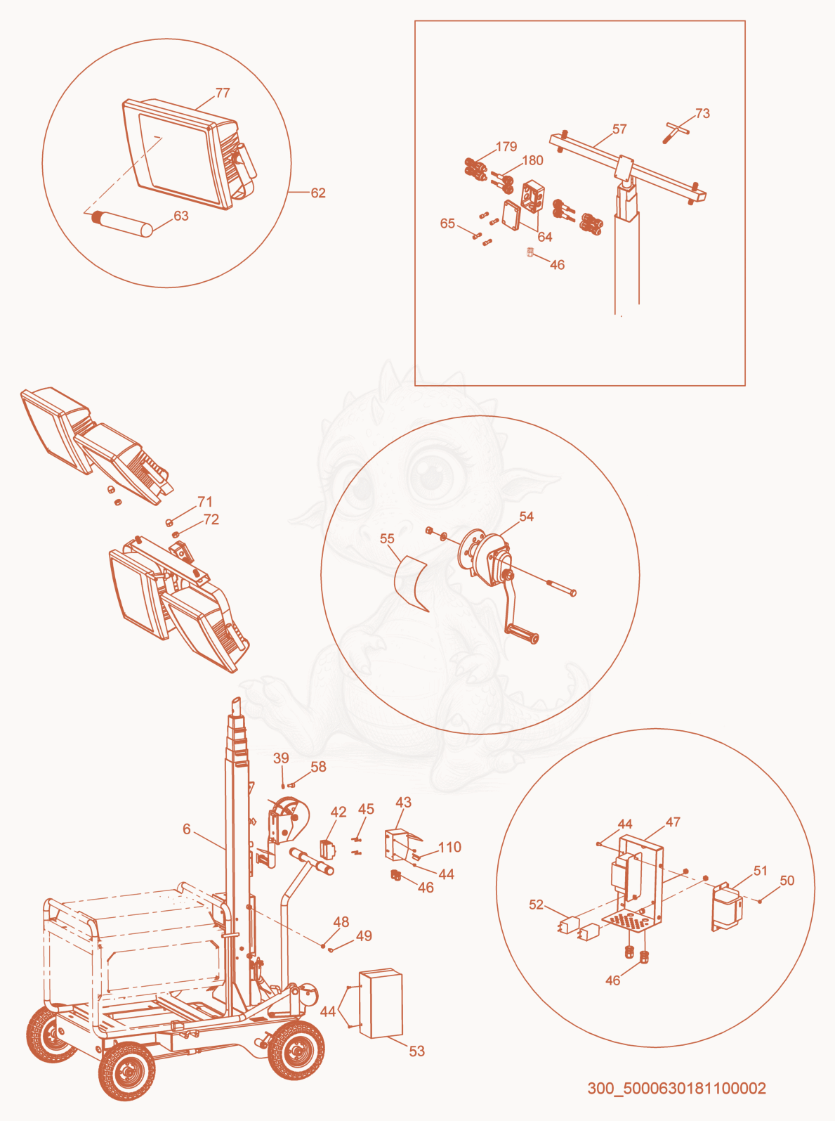 Exploded parts diagram of the Mast cpl. of a Wacker Neuson ML440(RAW), with numbered balloons
