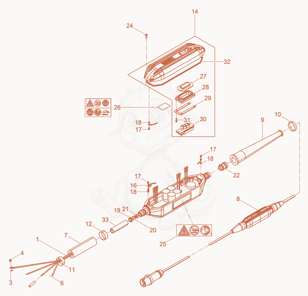 Despiece del Hose Connection cpl. de una máquina Wacker Neuson IRFU65/120/15UK, con globos numerados