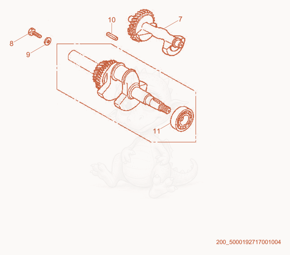 Exploded parts diagram of the Crankshaft cpl. of a Wacker Neuson CT48-11A, with numbered balloons