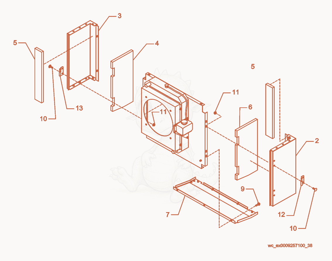 Exploded parts diagram of the Radiator Section cpl. of a Wacker Neuson G25, with numbered balloons
