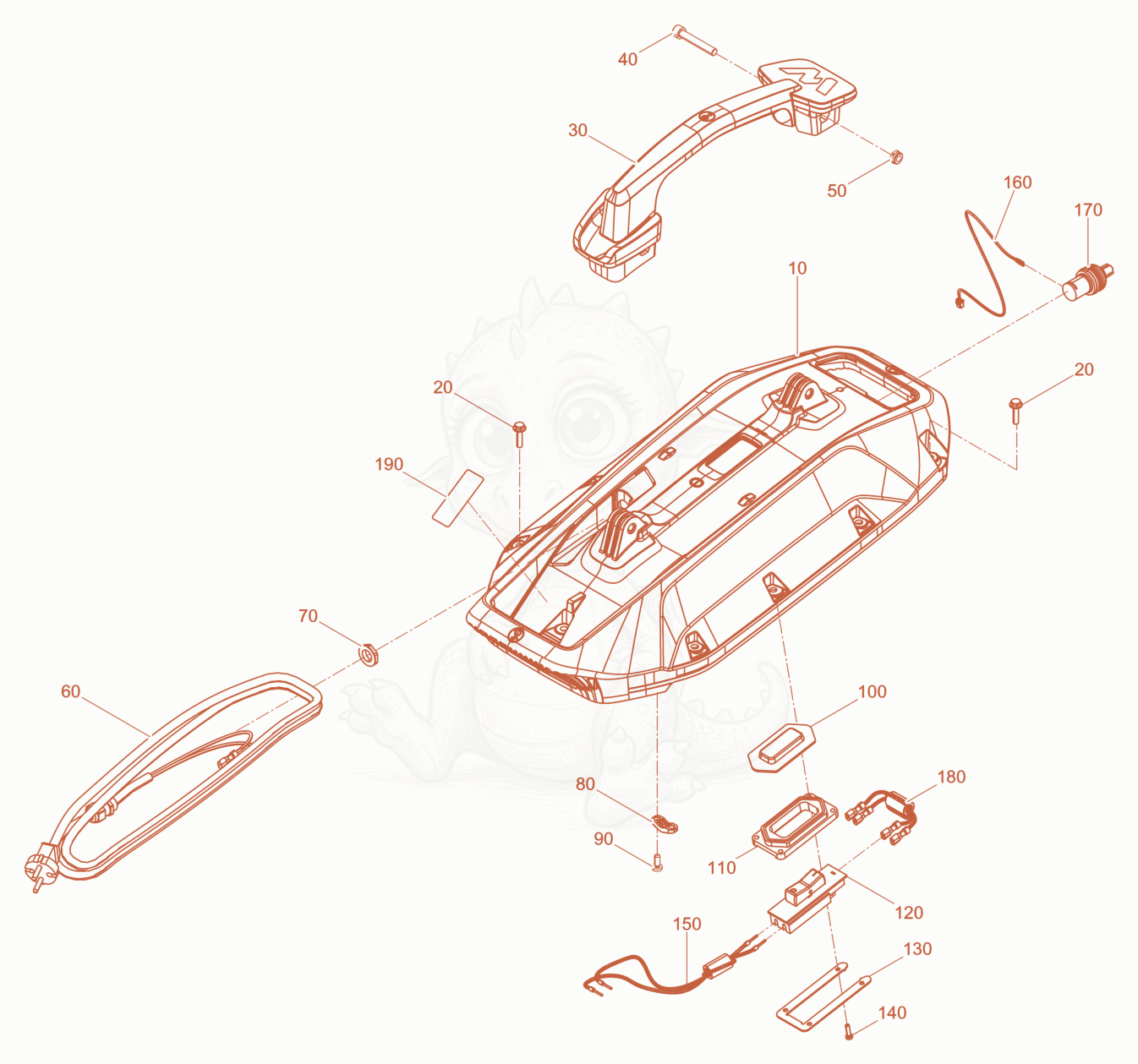 Exploded parts diagram of the Cover with Potentiometer of a Wacker Neuson FUHKMAT, with numbered balloons