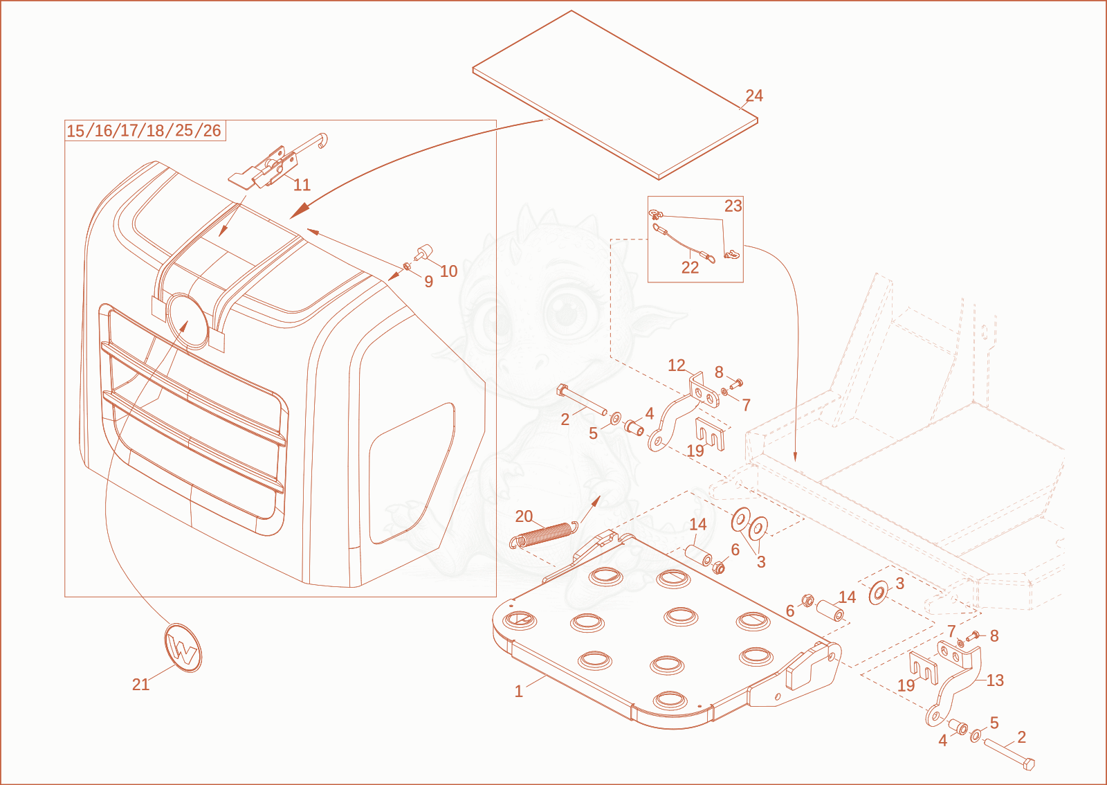 Exploded parts diagram of the STEP PLATE of a Wacker Neuson DT05, with numbered balloons