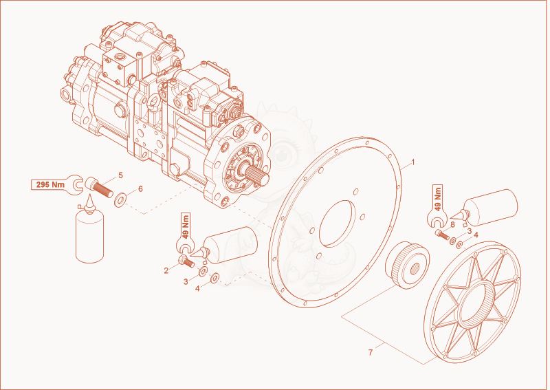 Exploded parts diagram of the HYDRAULIC PUMP DRIVE of a Wacker Neuson 14504, with numbered balloons