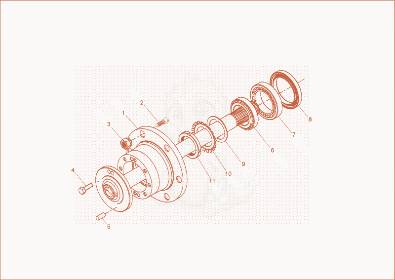 Exploded parts diagram of the rear axle - hub of a Wacker Neuson 2701AA, with numbered balloons