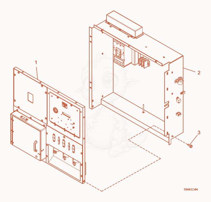 Despiece del Control Panel Enclosure de una máquina Wacker Neuson G110, con globos numerados