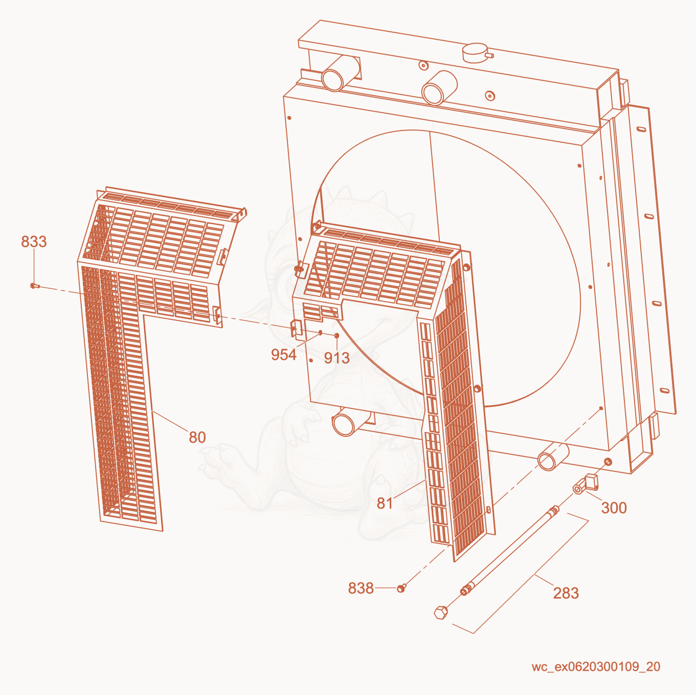 Exploded parts diagram of the Fan Guard of a Wacker Neuson G240, with numbered balloons