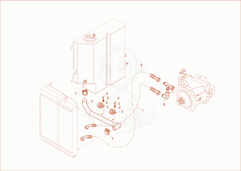 Exploded parts diagram of the COOLER INSTALLATION of a Wacker Neuson DW60, with numbered balloons