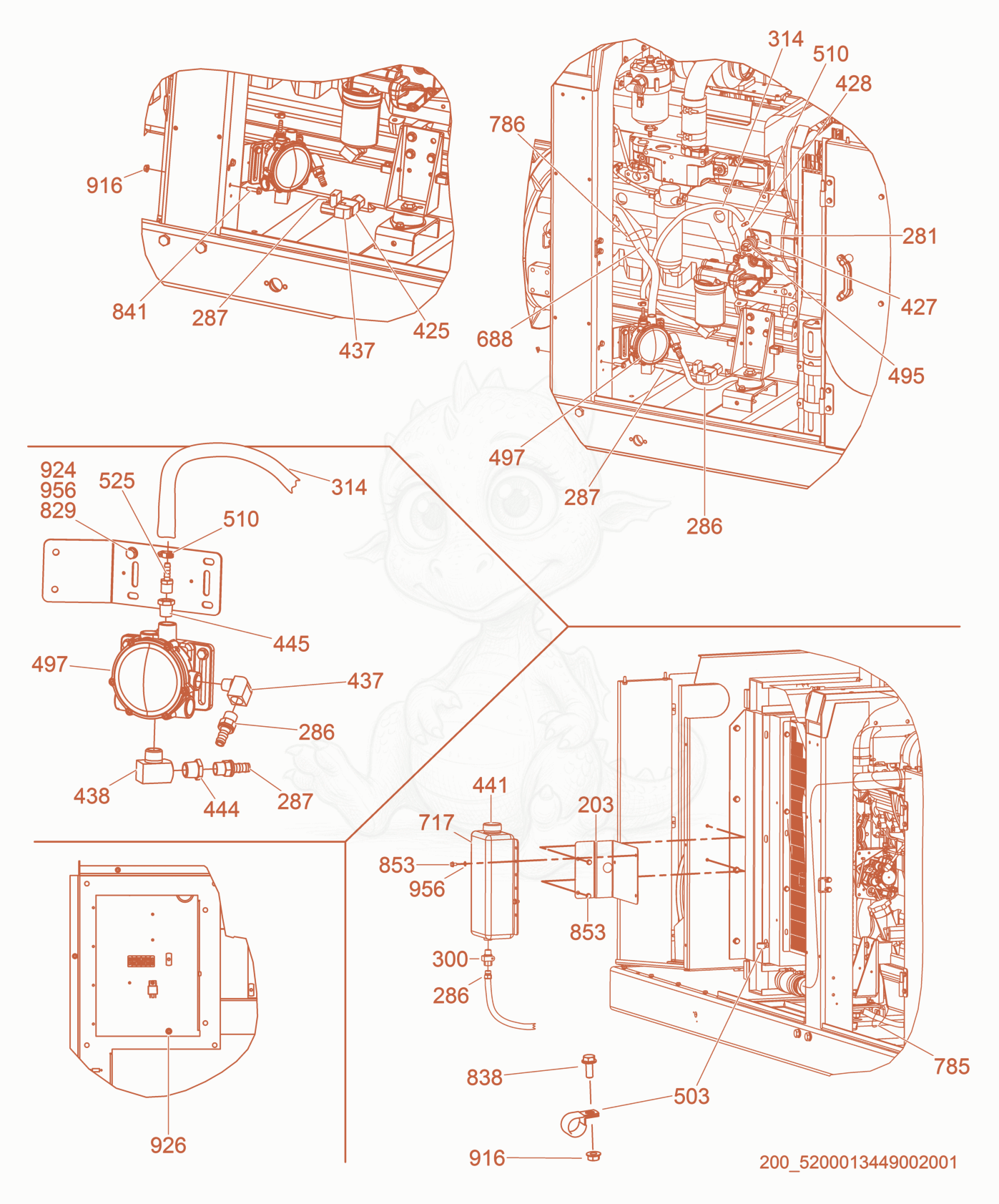 Exploded parts diagram of the Option-Lube Level Maintainer-Extra Large of a Wacker Neuson G240, with numbered balloons