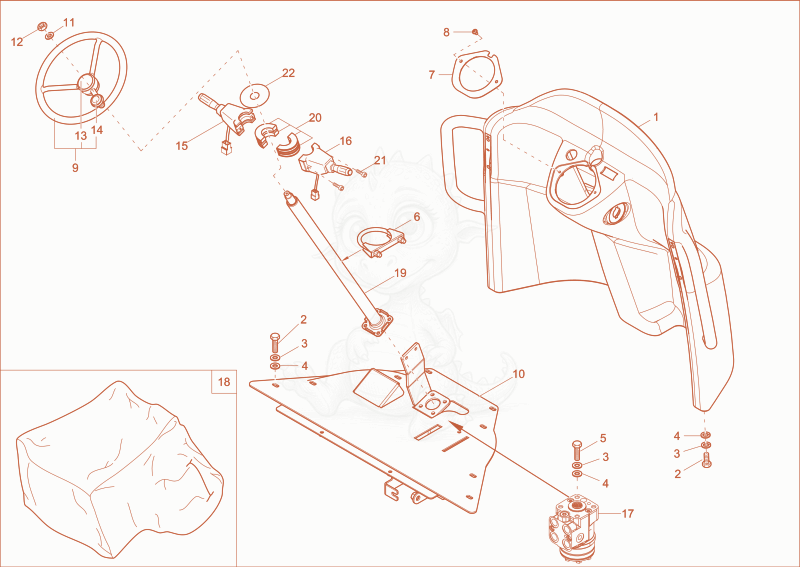 Exploded parts diagram of the pilot stand of a Wacker Neuson 5001, with numbered balloons