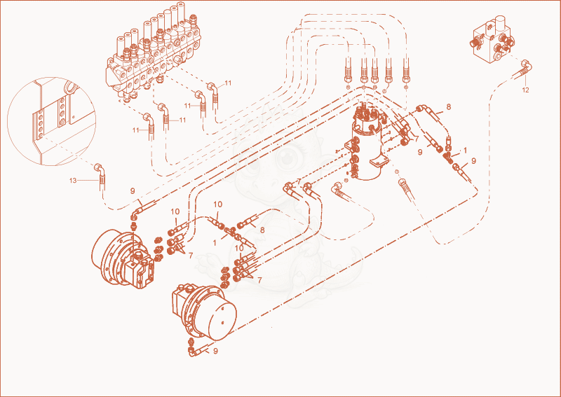 Exploded parts diagram of the TRAVELLING GEAR INSTALLATION of a Wacker Neuson 2902RDFORCE, with numbered balloons