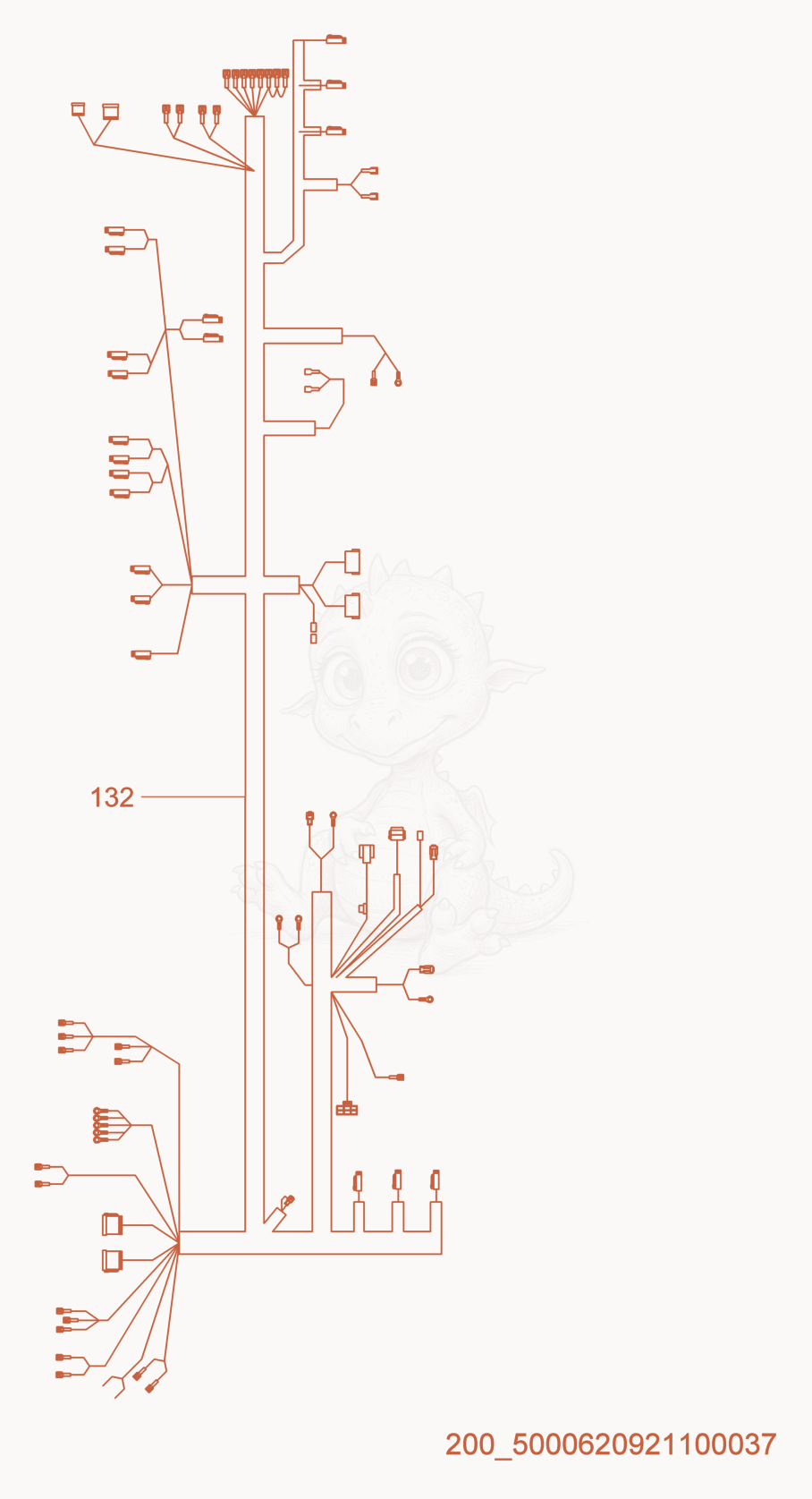Exploded parts diagram of the Wiring harness of a Wacker Neuson CRT60-66K, with numbered balloons
