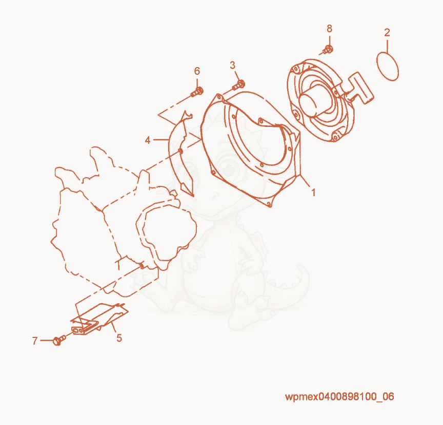 Exploded parts diagram of the Blower Housing of a Wacker Neuson VP1135R-AU, with numbered balloons