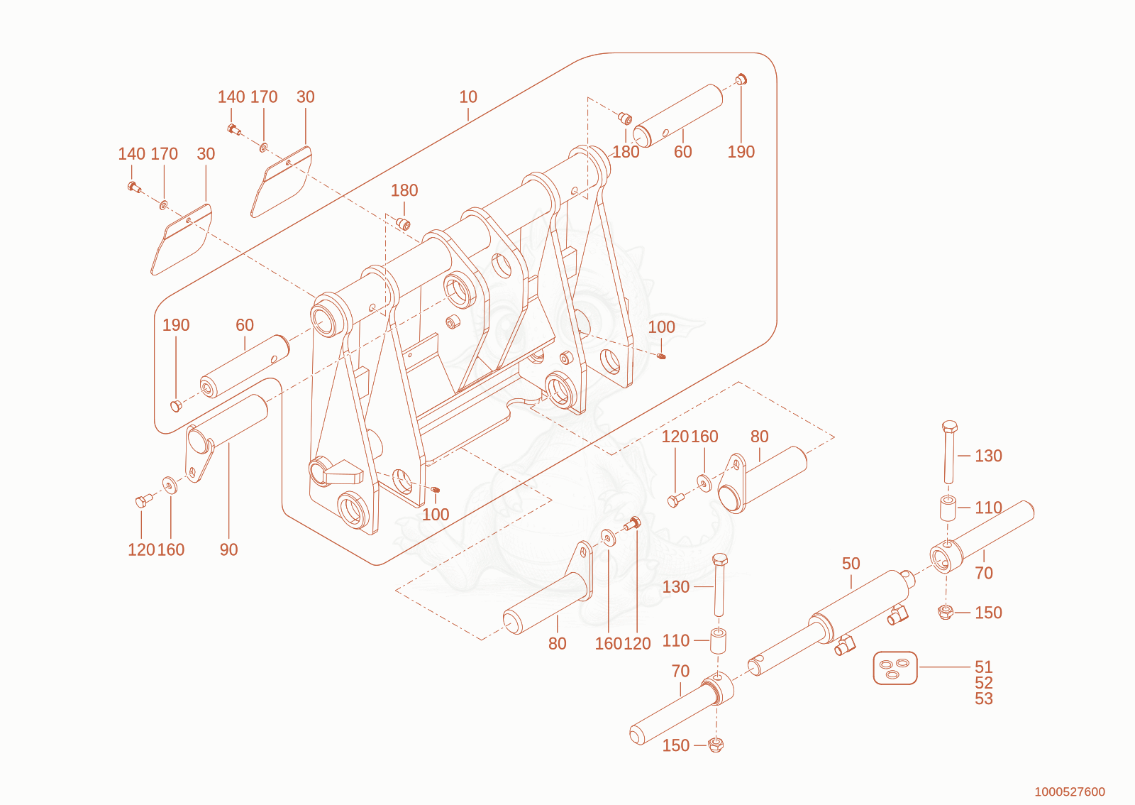 Exploded parts diagram of the quickhitch plate of a Wacker Neuson WL28E(A10-01), with numbered balloons