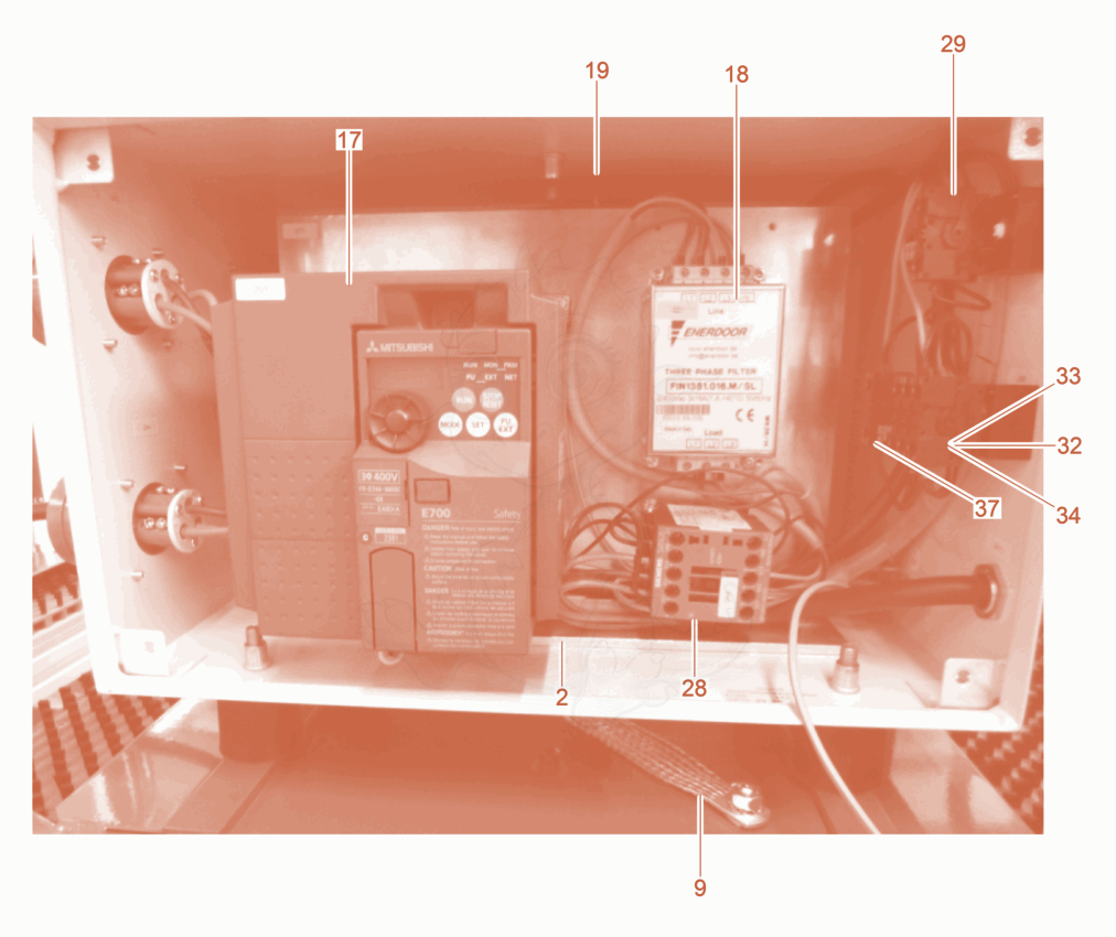 Exploded parts diagram of the Electric of a Wacker Neuson FUE-M/S75A4CEE-32A, with numbered balloons