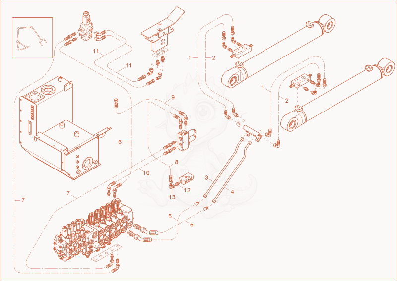 Exploded parts diagram of the LUFFING BOOM CYLINDER OPERATION of a Wacker Neuson 9503, with numbered balloons