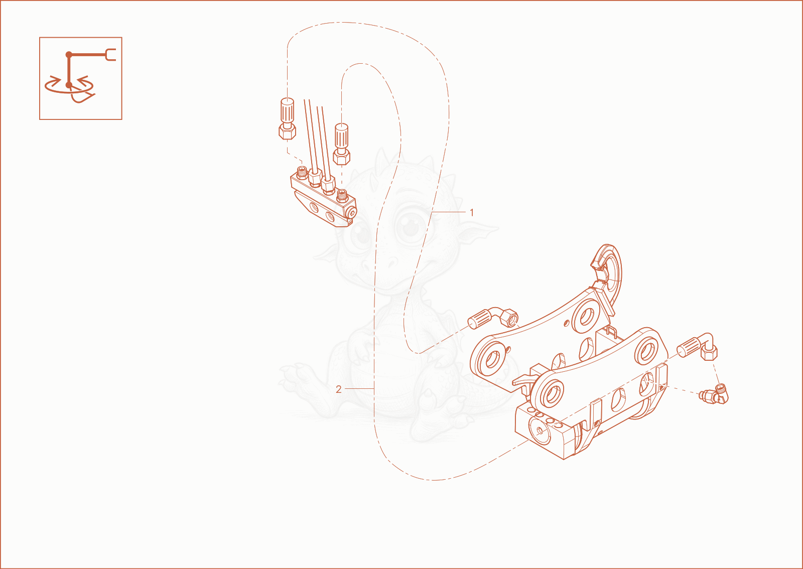 Exploded parts diagram of the Powertilt Installation (Option) of a Wacker Neuson EZ80, with numbered balloons