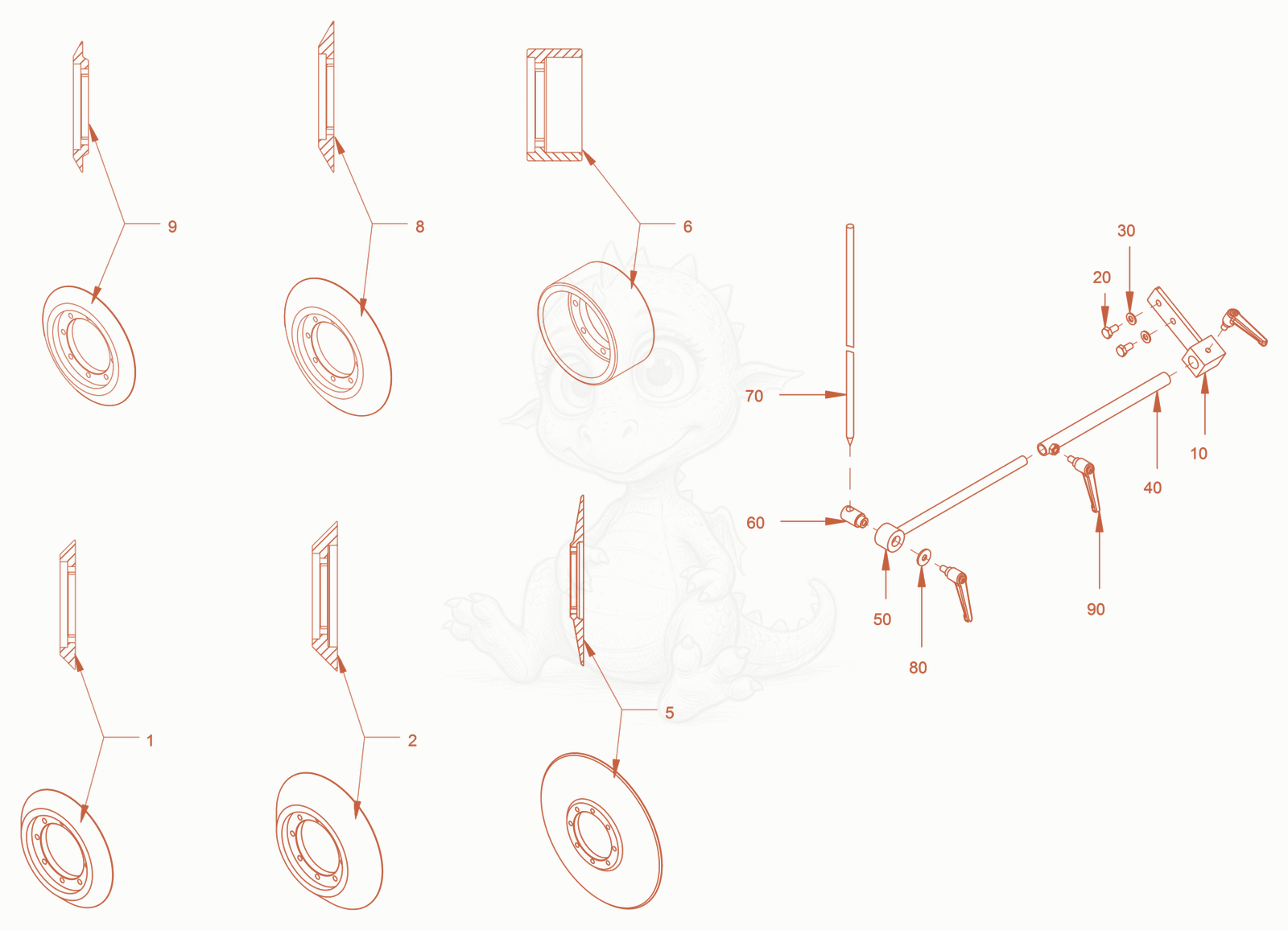 Exploded parts diagram of the add-on pieces (edge pressing and cutting device) of a Wacker Neuson RD24-100O, with numbered balloons