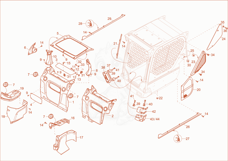 Exploded parts diagram of the COVERING of a Wacker Neuson ST35(S04-02), with numbered balloons